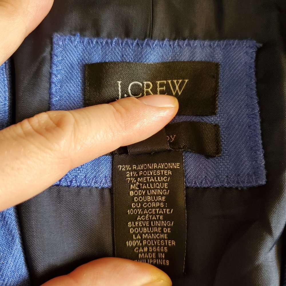 J. Crew Blue Herringbone Schoolboy Blazer Size 2 - Picture 12 of 16